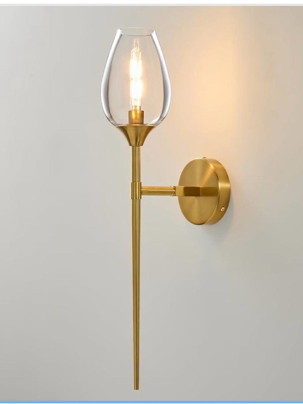 Single Modern Gold Glass Wall Sconce Light with Flower Shade Brand new